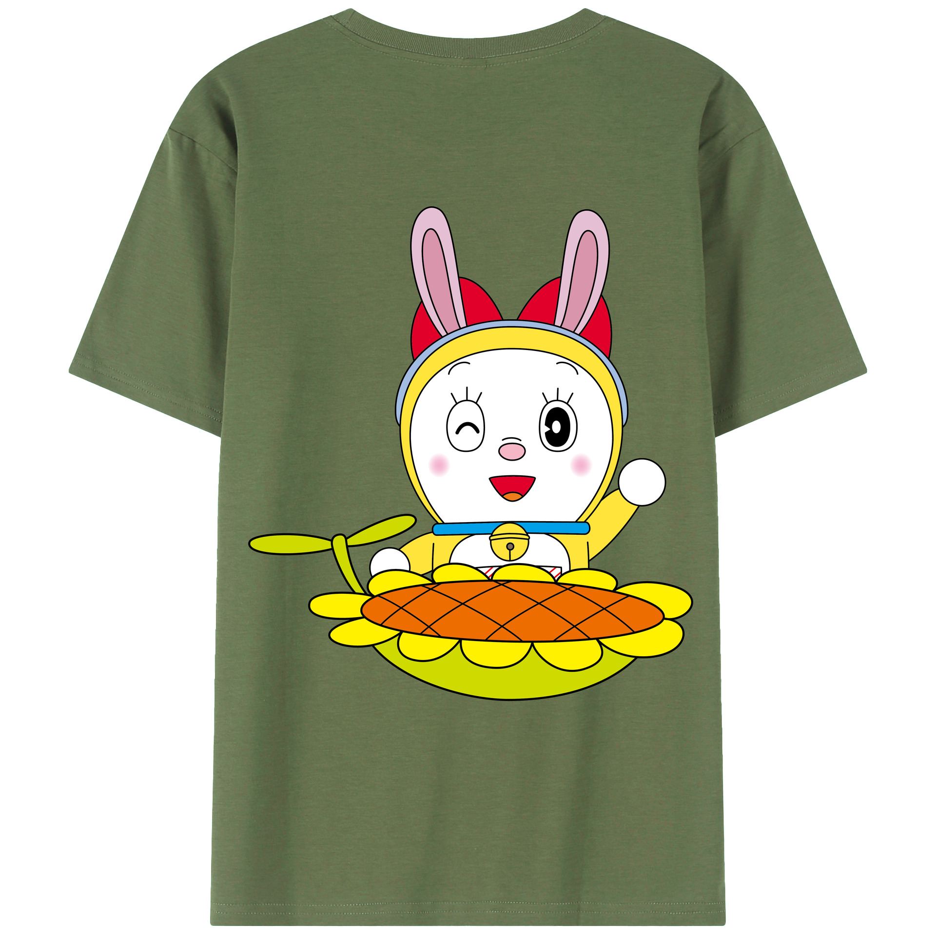 （画像用） ドラえもん ドラミ Doraemon Dorami 綿100％ メンズ半袖Tシャツ（バックプリント） 通気性